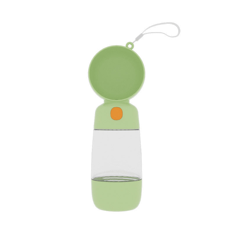 Green and white water bottle with a cap on a white background